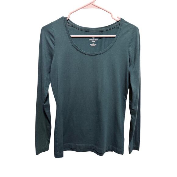 Lands' End Tops - Lands' End Deep Green Long Sleeve Shaped T Shirt Cotton Blend Sz S (6-8)